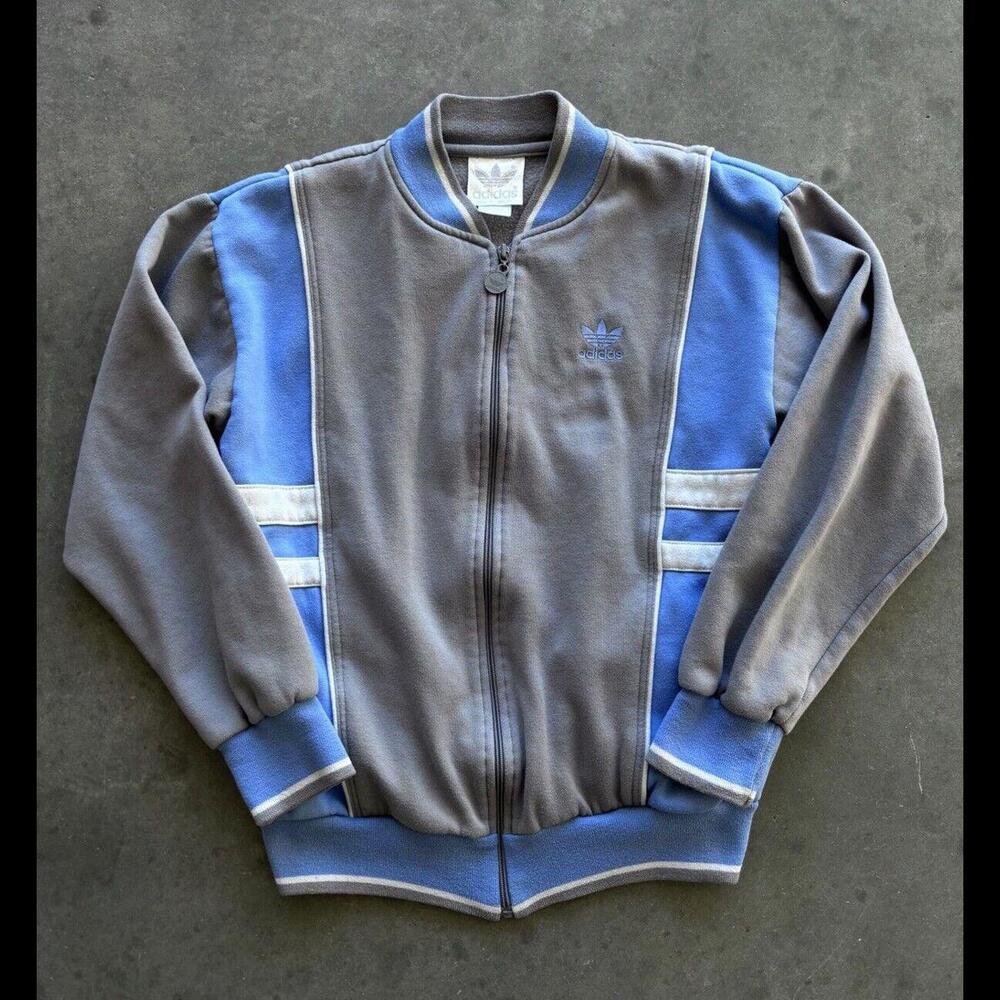 Vintage 80s Adidas Full Zip Sweater Womens Medium Fleece UNC Track Jacket